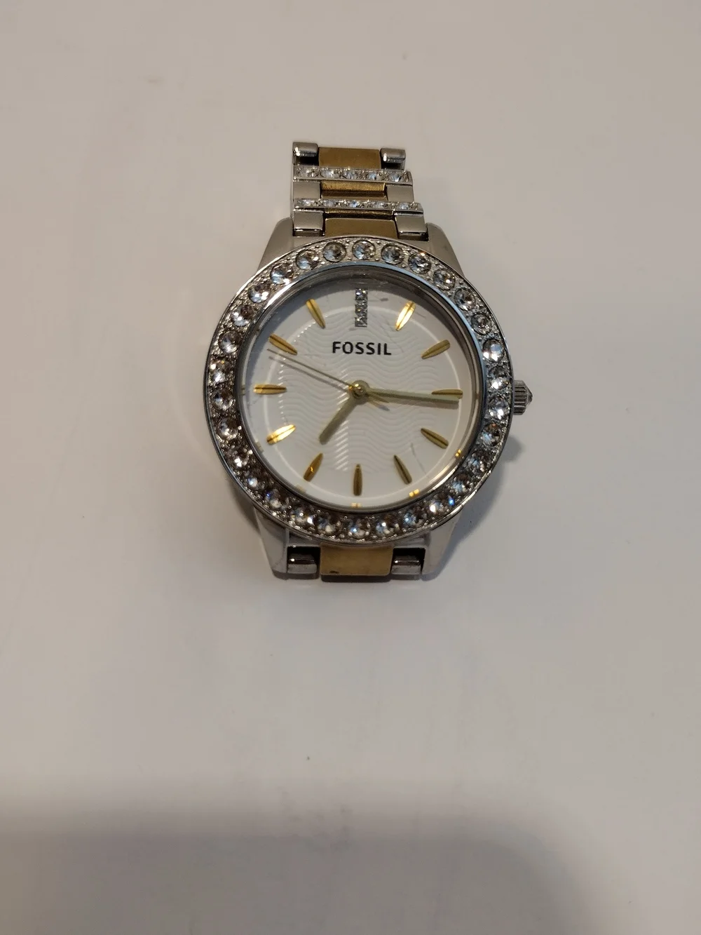 Fossil Women's Two-Tone Crystal Bezel Watch in Gold and Silver